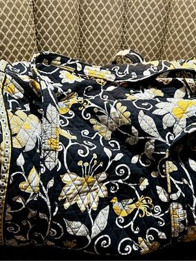 Vera Bradley Large Duffel Bag in Twirly Birds Yellow Pattern